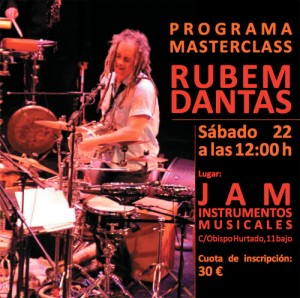 Masterclass de Rubem Dantas - 22 de Junio a las 12 horas, en Jam Instrumentos Musicales, en la Calle Obispo Hurtado, 11 - Granada - Theborderlinemusic.com